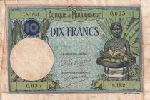 Madagascar 10 Francs - Type 1926  - ND(1948-57) - SerialS.1831 - F to VF - P.36
