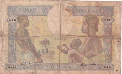 Madagascar 100 francs - Famille - Agriculture - ND (1928-1950) - S�rie E.446
