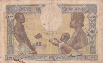 Madagascar 100 francs - Famille - Agriculture - ND (1928-1950) - S�rie U.946