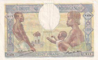 Madagascar 100 francs - Famille - Agriculture - ND (1928-1950) - S�rie Y.478