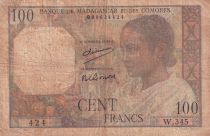 Madagascar 100 Francs - Femme - Mer - 1950 - Série W.345 - P.46a