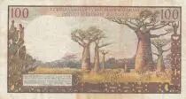 Madagascar 100 Francs - Tissage, arbres - S&eacute;rie F.13 - 1966