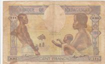 Madagascar 100 Francs ND1937 - Fortuna and symbols of agriculture and industry