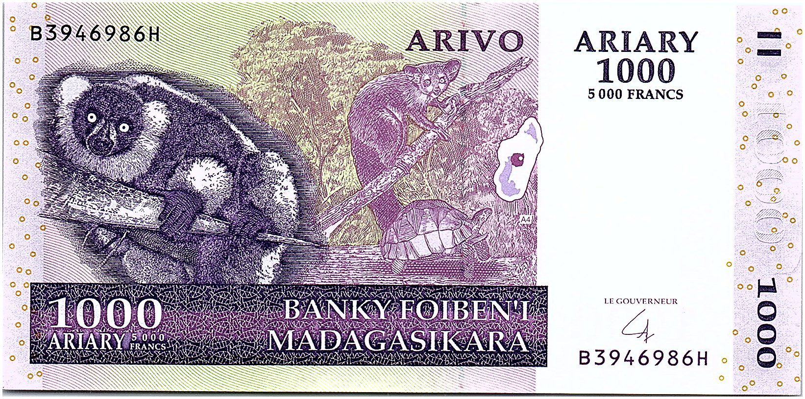 Madagascar 1000 Ariary Banknote World Paper Money UNC Currency Bill Note 