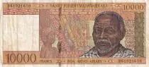 Madagascar 10000 Francs - Old man - ND (1995) - Serial B - P.79b