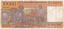 Madagascar 10000 Francs - Old man - ND (1995) - Serial B - P.79b