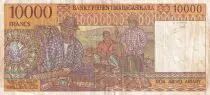 Madagascar 10000 Francs - Old man - ND (1995) - Serial B - P.79b