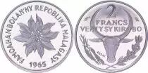 Madagascar 2 Francs - 1965 - Test Strike - Madagascar Republic