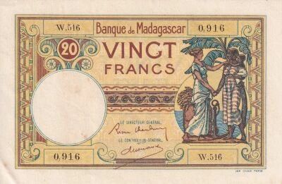 Madagascar 20 Francs - 1947-1953 - S�rie W.516