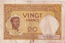 Madagascar 20 Francs - Femme fran&ccedil;aise tenant la main d\'une femme malgache - ND (1928-1953) - S&eacute;rie W.418