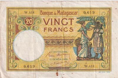 Madagascar 20 Francs - French woman holding the hand of a Malagasy woman - ND (1928-1953) - Series W.418