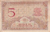 Madagascar 5 Francs - Goddess Juno - 1937 - Sign. Chaudun - Serial R.3159 - F to VF - P.35