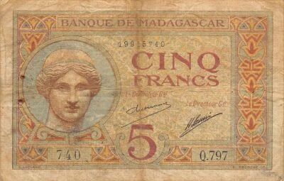 Madagascar 5 Francs - ND (1926-1937) - P.35a