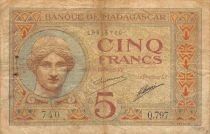 Madagascar 5 Francs - ND (1926-1937) - P.35a