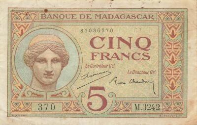 Madagascar 5 Francs - ND (1937-1947) - P.35b