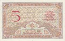 Madagascar 5 Francs - Portrait de Junon - Fond de fleures de lys - ND (1937-1947) - W.2545
