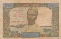 Madagascar 50 francs - Jeune femme - Homme coiff&eacute; d\'un chapeau - ND (1964-1973)