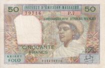 Madagascar 50 Francs - Woman and Hat - 1969 - Serial P.7 - VF - P.61