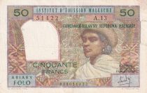Madagascar 50 Francs - Woman and Hat - ND (1969) - Serial A.13 - P.61