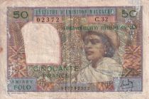Madagascar 50 Francs - Woman and Hat - ND (1969) - Serial C.32 - P.61