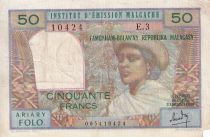 Madagascar 50 Francs - Woman and Hat - ND (1969) - Serial E.3 - P.61