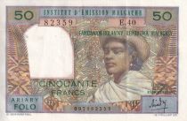 Madagascar 50 Francs - Woman and Hat - ND (1969) - Serial E.40 - P.61