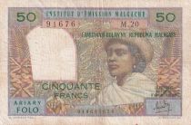 Madagascar 50 Francs - Woman and Hat - ND (1969) - Serial M.20 - P.61