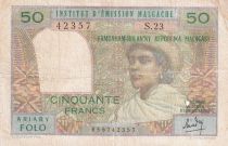 Madagascar 50 Francs - Woman and Hat - ND (1969) - Serial S.23 - P.61