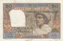 Madagascar 50 francs - Woman with hat - Serial G.47 - 1969