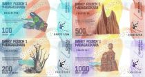 Madagascar Série 4 billets : 100, 200, 500, 1000 Ariary - 2017
