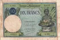 Madagaskar 10 Francs - Type 1926  - ND(1948-57) - SerialS.1831 - F to VF - P.36