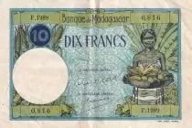 Madagaskar 10 Francs - Woman - Farmer - ND (1948-1957) - Serial F.1989 - P.36