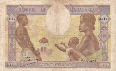 Madagaskar 100 Francs Fortuna and symbols of agriculture and industry