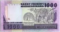 Madagaskar 1000 Francs - Musician - Flowers - 1983