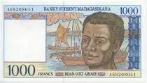 Madagaskar 1000 Francs Fisherman, boats