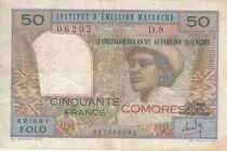 Madagaskar 50 Ariary - Women and hat - Comores - 1963 - Serial D.8