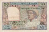 Madagaskar 50 Francs - Woman and Hat - 1969 - Serial A.7 - F - P.61