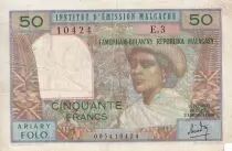 Madagaskar 50 Francs - Woman and Hat - ND (1969) - Serial E.3 - P.61