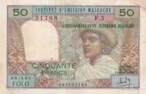 Madagaskar 50 Francs - Woman and Hat - ND (1969) - Serial F.3 - P.61