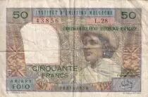 Madagaskar 50 Francs - Woman and Hat - ND (1969) - Serial L.28 - P.61