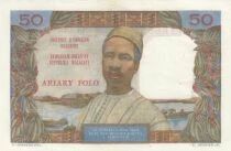 Madagaskar 50 francs - Woman with a hat - Man in the centre - ND (1964-1973) - Series Q.44