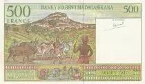 Madagaskar 500 Francs -  Young girl - Herdsmen - ND (1994) - Low serial A00001813 - P.75a