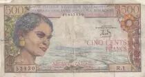 Madagaskar 500 Francs - Woman - landscape - Serial R.1 - ND (1966)