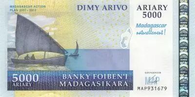 Madagaskar 5000 Ariary - Boats, beach - Action Plan 2007-2012