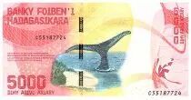 Madagaskar 5000 Ariary - Waterfall - Whale  - Serial C55