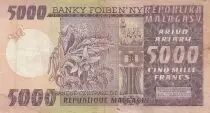 Madagaskar 5000 Francs - Woman, zebus - Flower - Serial A/23 - ND (1974-1975) - P.66