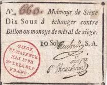 Magonza 10 Sous Black, red stamping in circle - May 1793 - Serial A