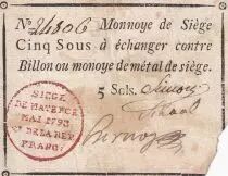 Magonza 5 Sols Black, red stamping in circle - May 1793