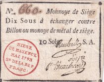 Mainz 10 Sous Black, red stamping in circle - May 1793 - Serial A