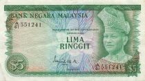 Malasia 5 Ringgit - T.A. Rahman - ND (1976) - P.8